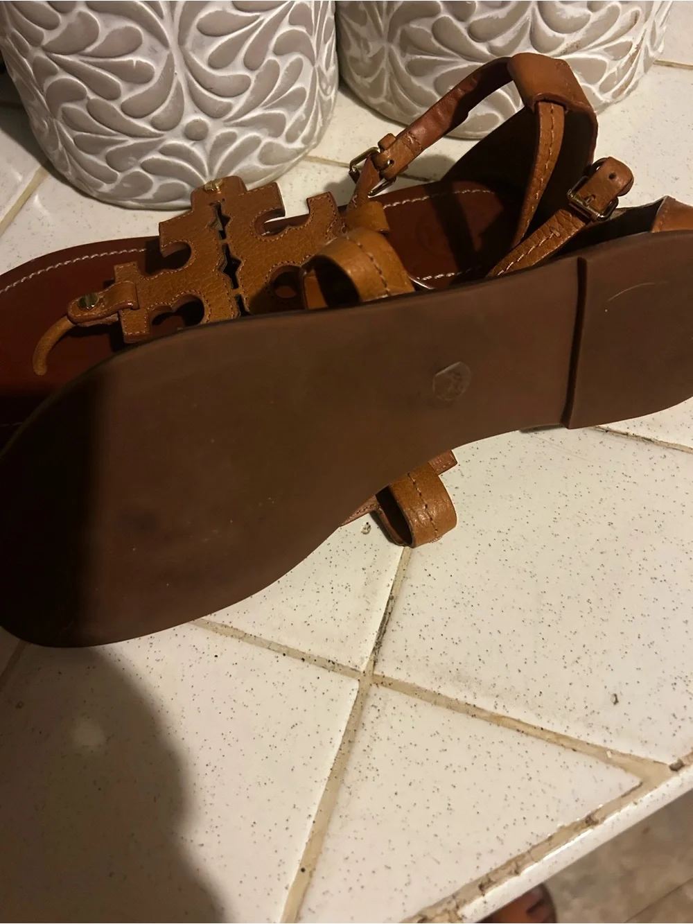 Tory Burch Brown Leather Phoebe Gladiator Sandals